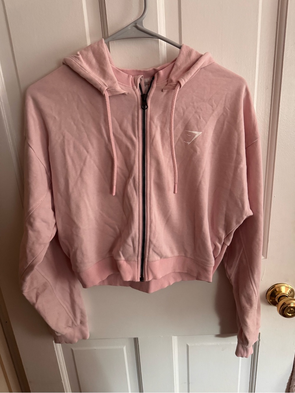 Gymshark Light Pink Cropped Zip Hoodie